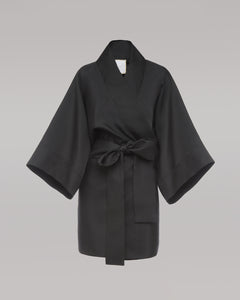 Vestaglia Kimono in tessuto mikado, ampia manica e cintura in vita
