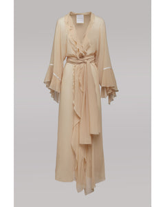 Long dressing gown with ruffles
