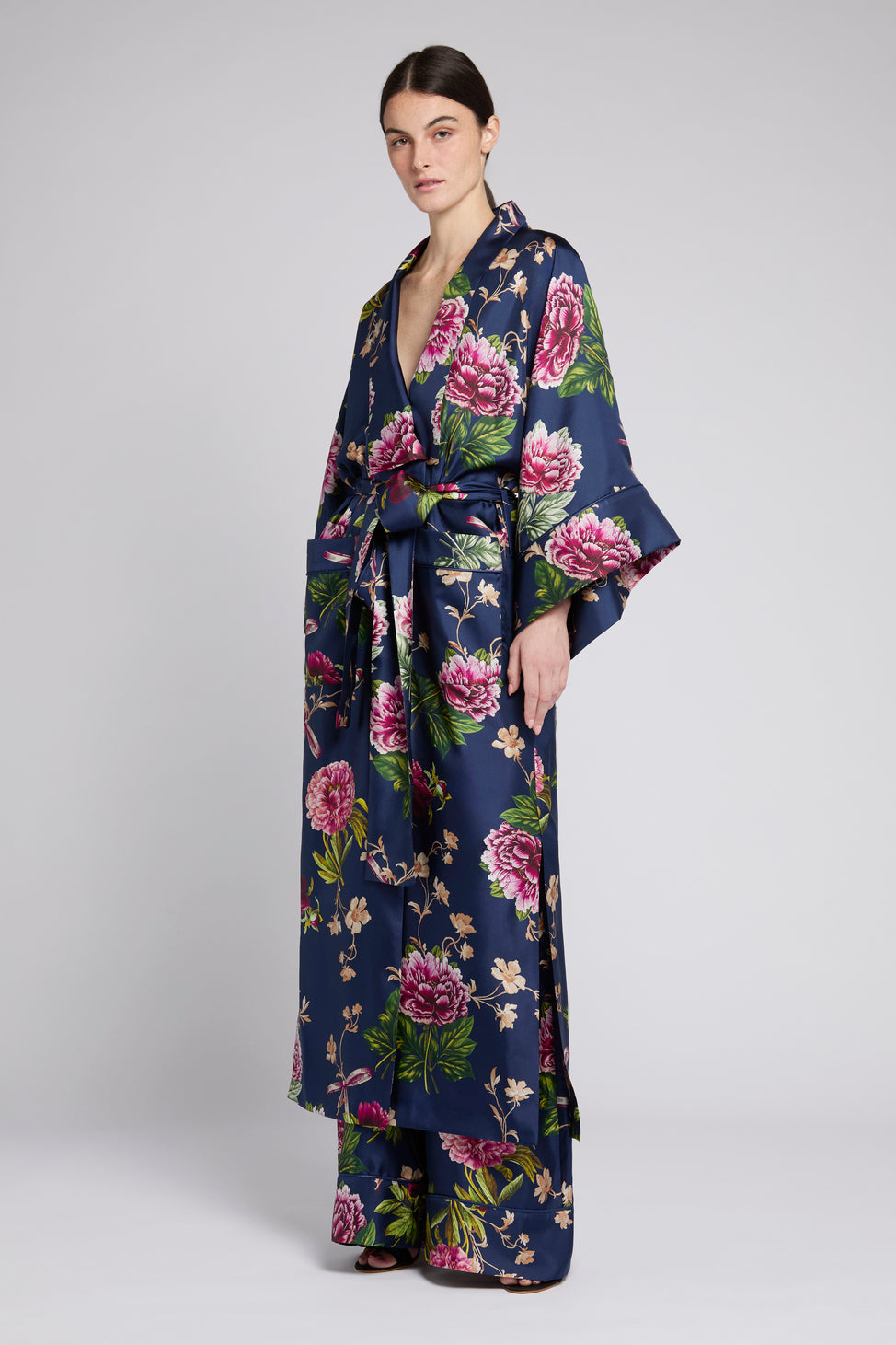 Kimono lungo Nebula in twill di seta | Antonio Riva Milano