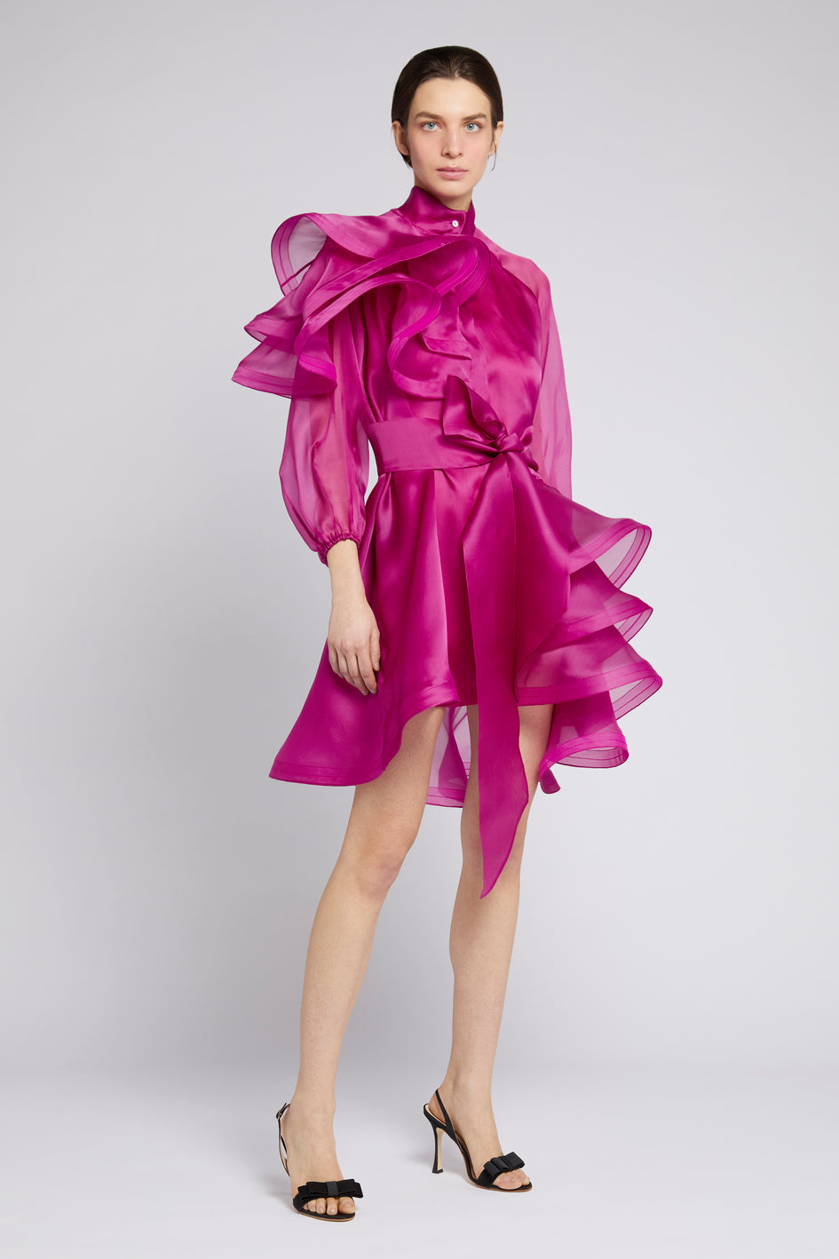 Abito corto Persefone in organza di seta | Antonio Riva Milano