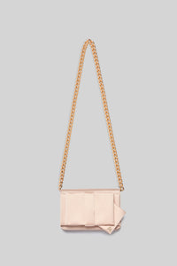 Antonio Riva Milano pochette da cerimonia Fiocco Media in tessuto mikado rosa con tracolla a catena dorata, Made in Italy