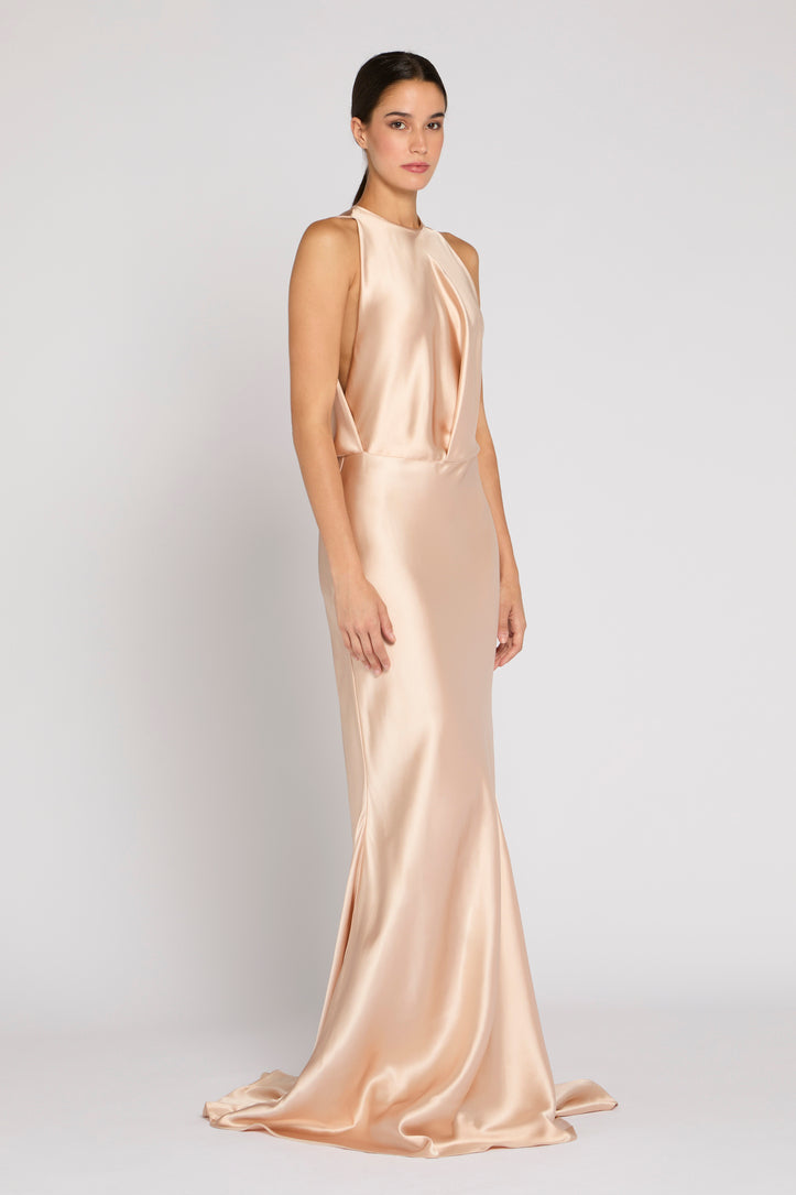 Abito Salomé cerimonia in satin rosa | Antonio Riva Milano